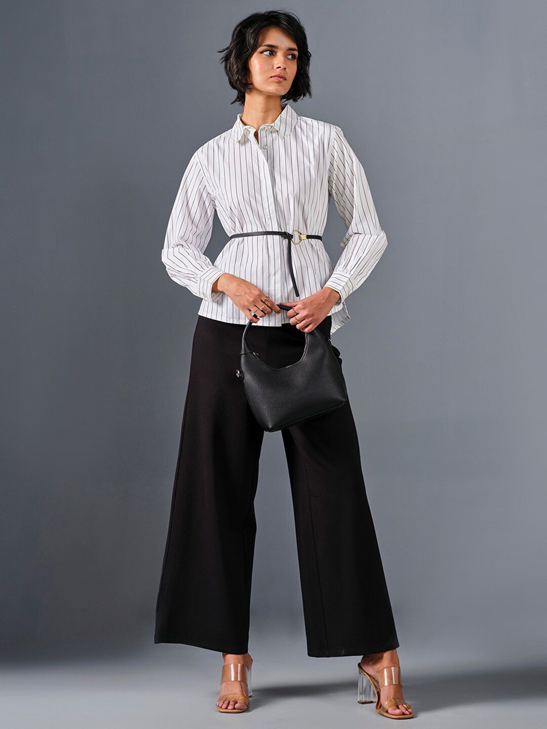 AND Striped Cotton Shirt Style Top