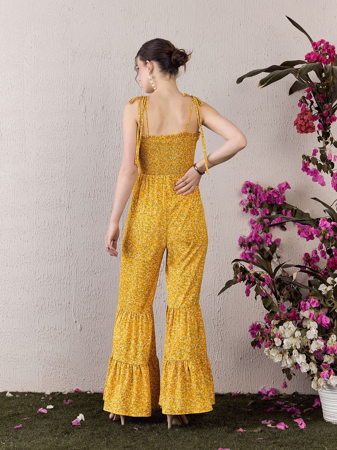 Berrylush Printed Shoulder Straps Basic Jumpsuit