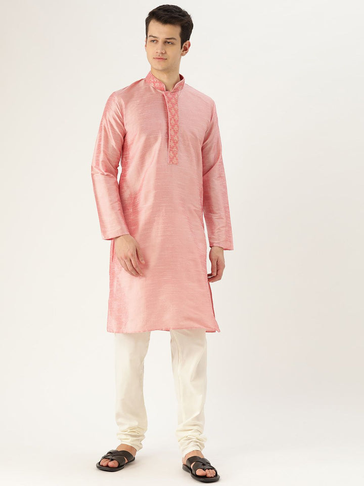 SOJANYA Kurta Lurus Pepejal Merah Jambu Lelaki