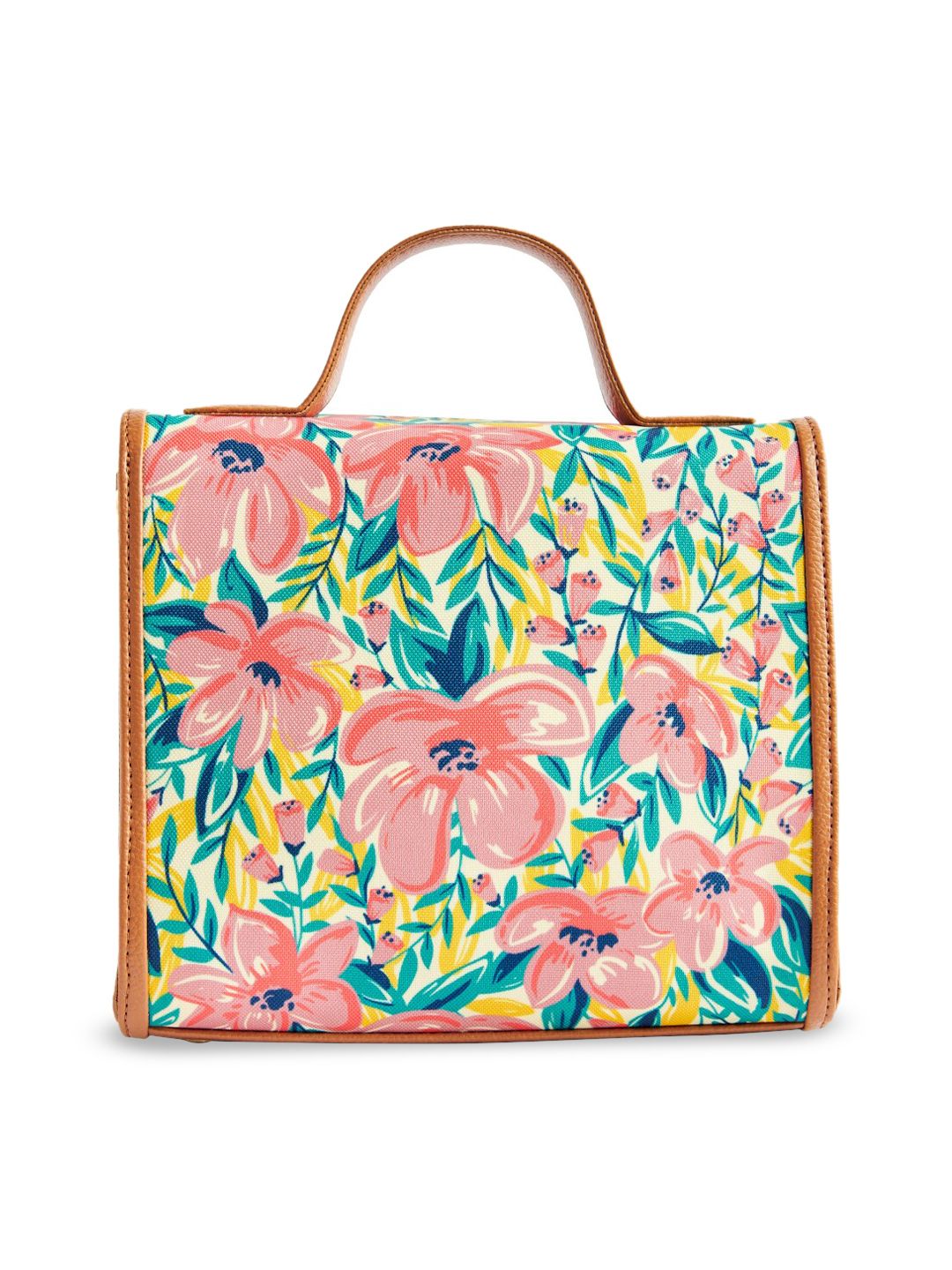 TEAL BY CHUMBAK Floral Printed Structured Canvas Sling Bag