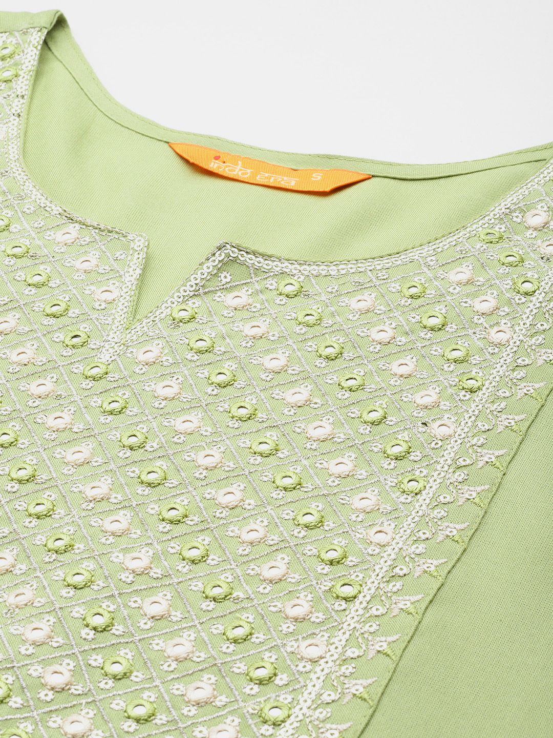 Indo Era Geometric Embroidered Mirror Work Kurta