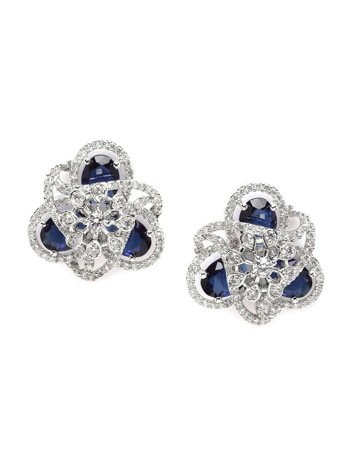 Karatcart perak bersalut zirkonia padu studs anting -anting