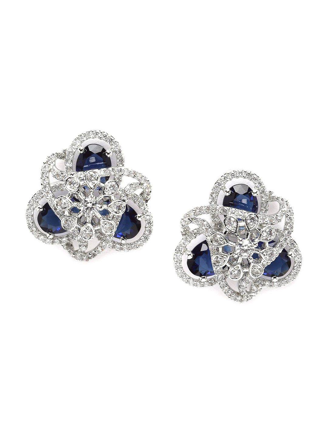 Karatcart perak bersalut zirkonia padu studs anting -anting