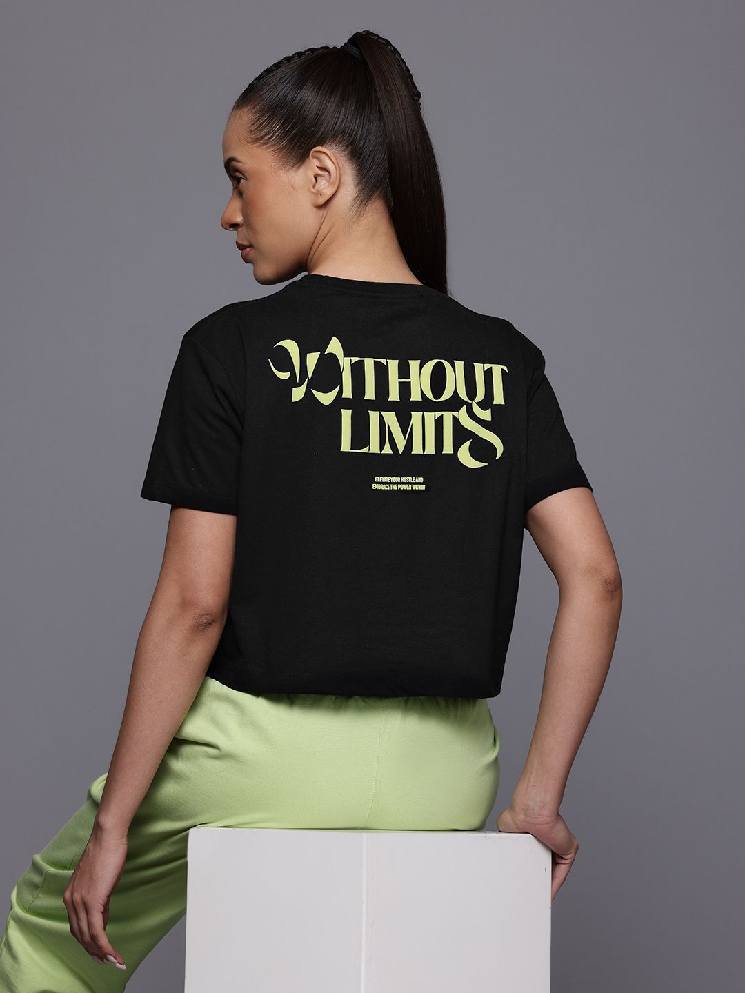 HRX by Hrithik Roshan Typography Print Crop T-shirt
