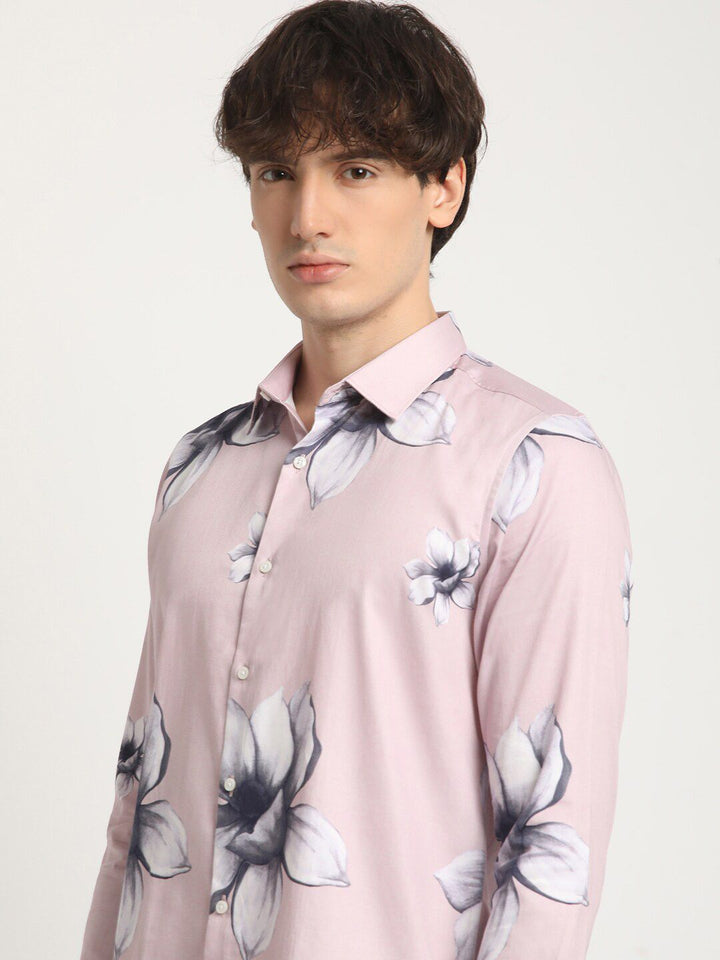 THE BEAR HOUSE Men FloralPrinted Slim Fit Casual Shirt