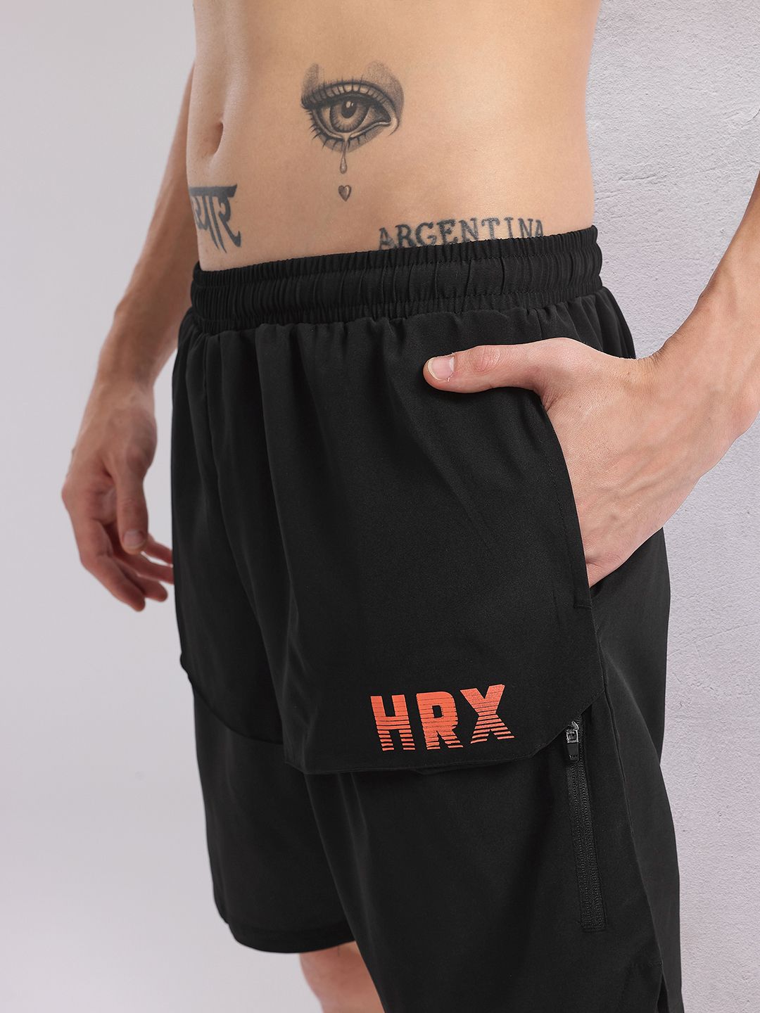 HRX by Hrithik Roshan Men Brand Logo Print Mid-Rise Training Shorts