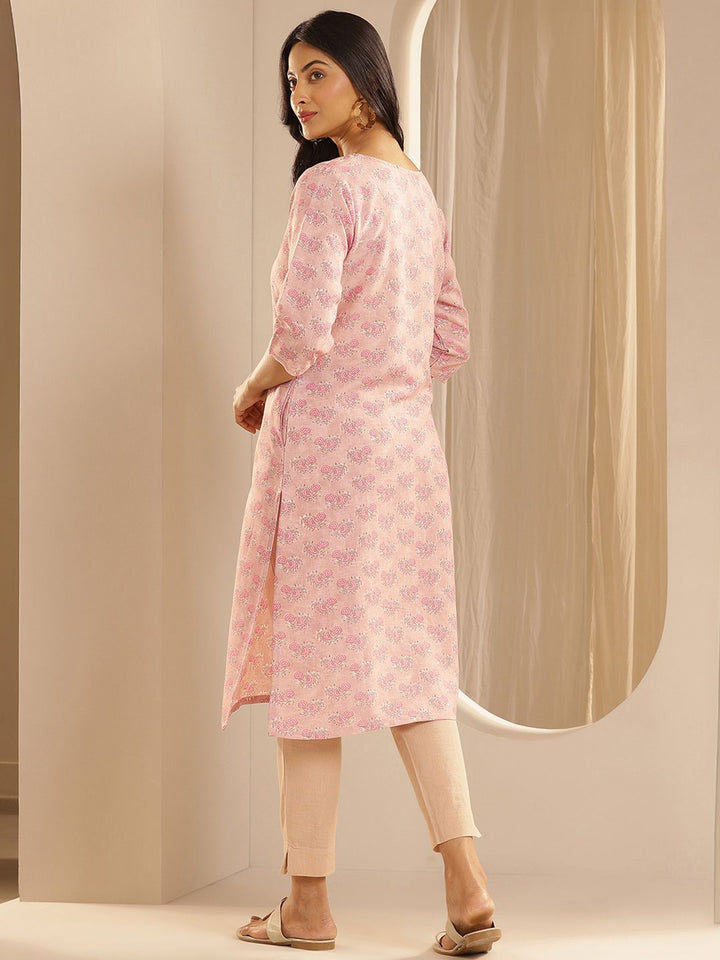Libas Floral Printed Cotton Straight Kurta