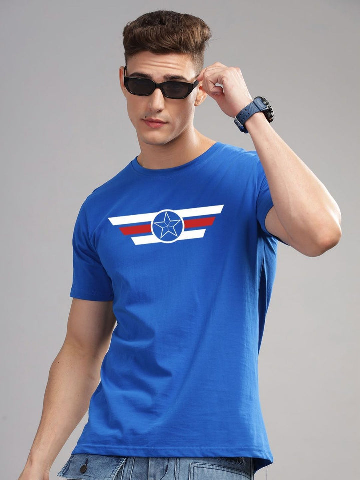 ADRO Men Printed Raw Edge T-shirt