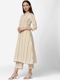 KALINI Geometric Printed Regular Pure Cotton Kurta With Trousers