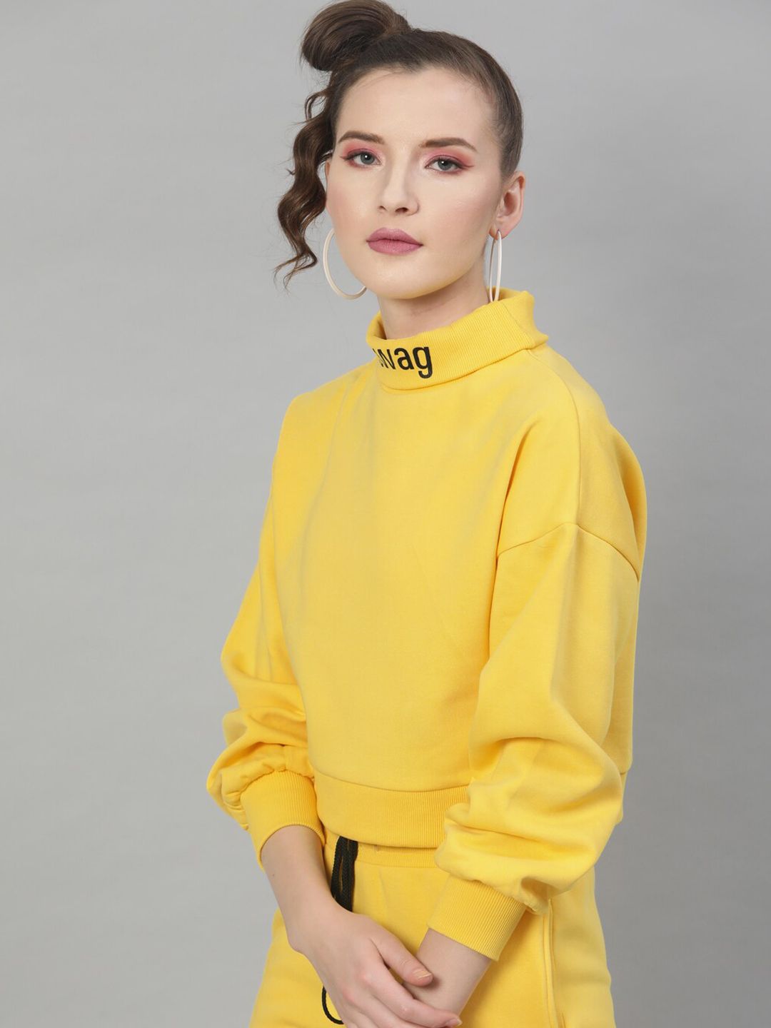 STREET 9 Women Yellow Solid Sweatshirt