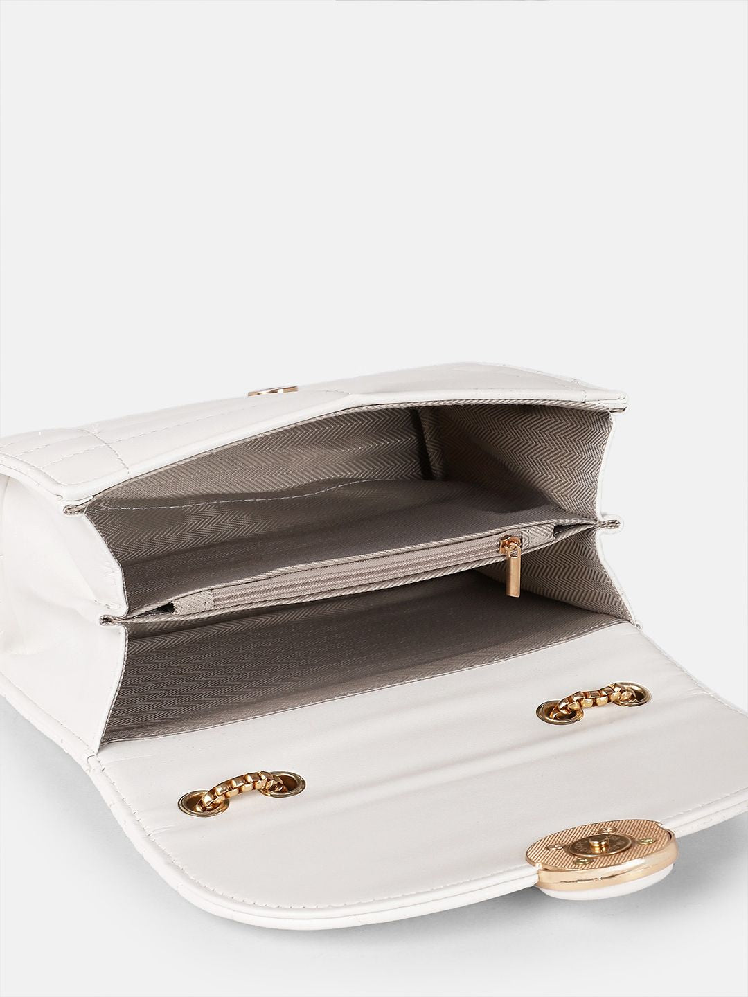 DressBerry Textured Structured Shoulder Bag with Quilted