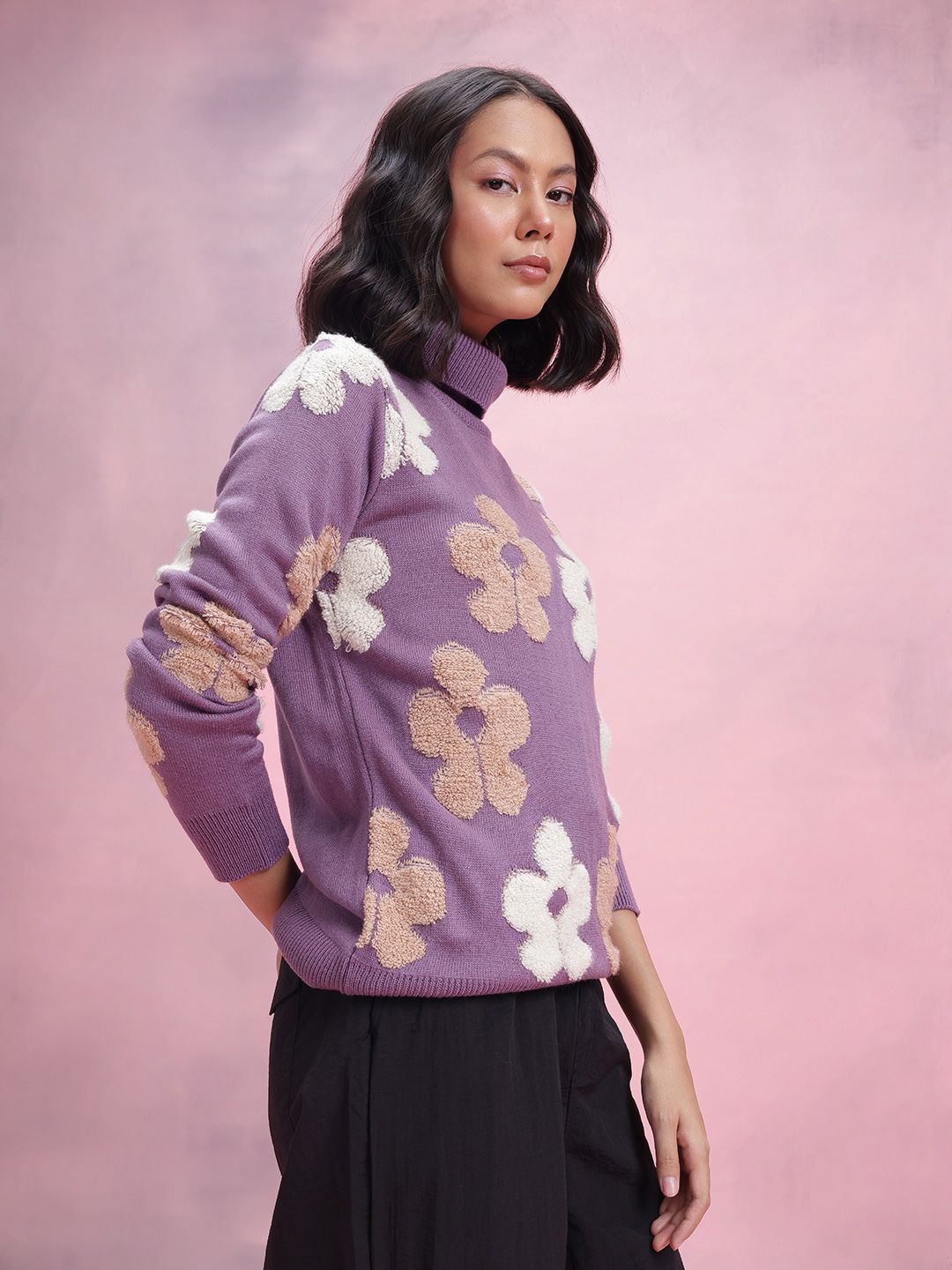 DressBerry Floral Turtle Neck Pullover