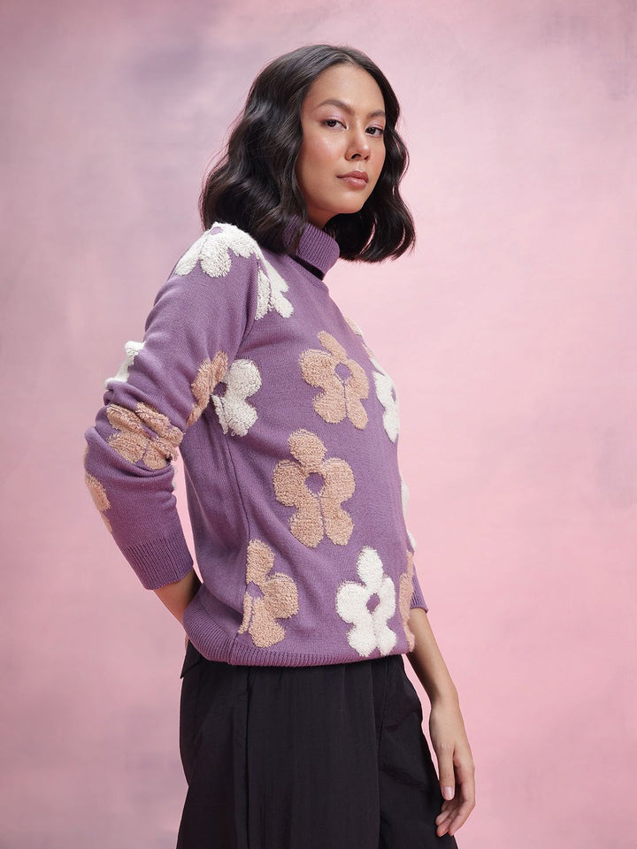 DressBerry Floral Turtle Neck Pullover