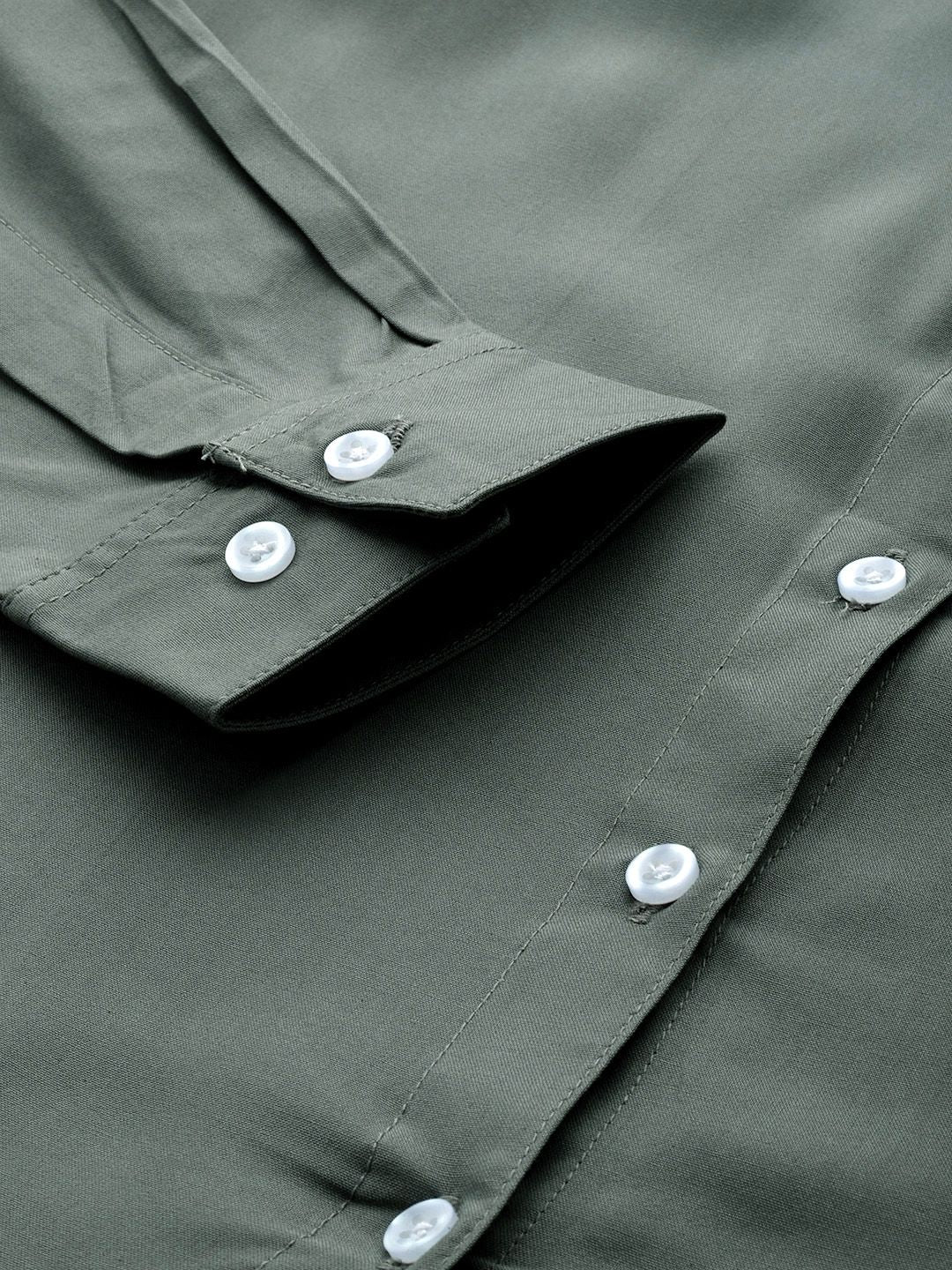 DENNISON Women Olive Green Smart Opaque Formal Shirt