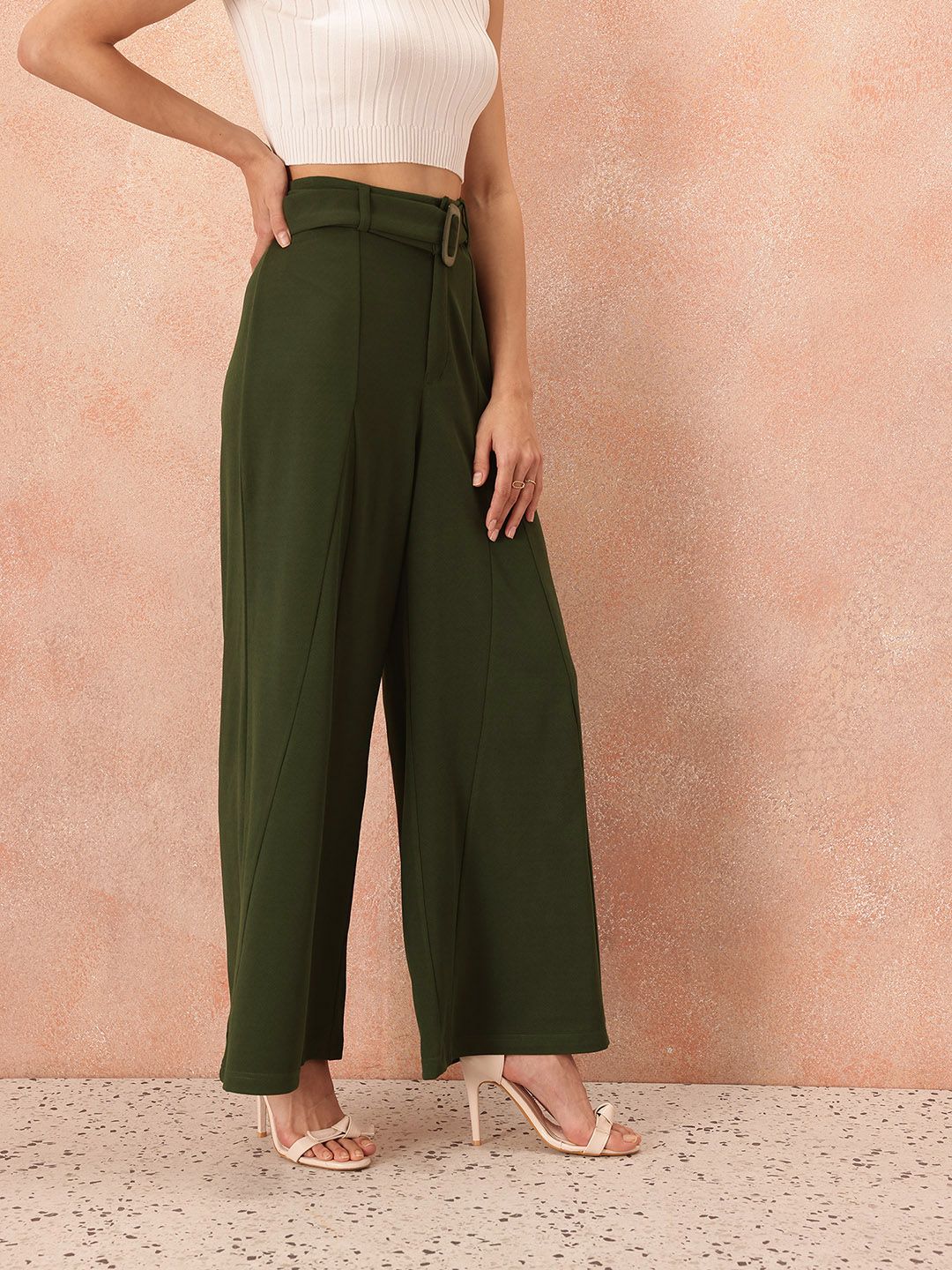 all about you Women Wide Leg Trousers with Belt