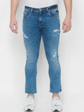 SPYKAR Men Blue Slim Fit Highly Distressed Light Fade Jeans