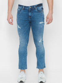 SPYKAR Men Blue Slim Fit Highly Distressed Light Fade Jeans
