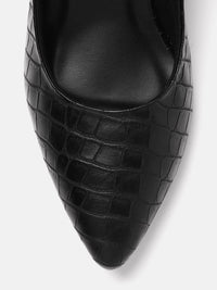 Lino Perros Croc-Textured Block Heel Pumps