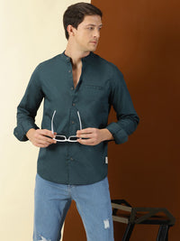 Thomas Scott Classic Slim Fit Mandarin Collar Cotton Casual Shirt