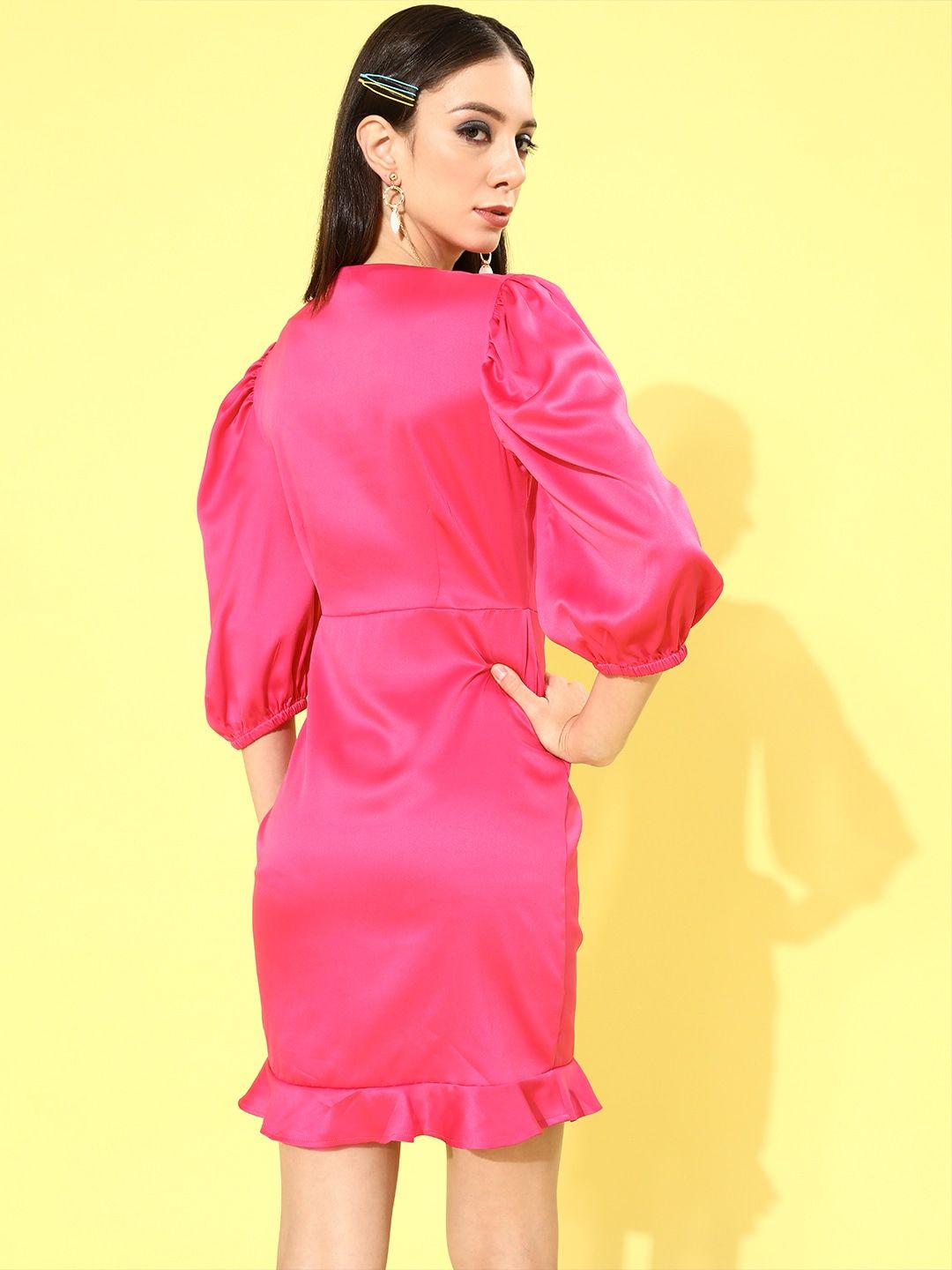 STREET 9 Fuchsia Satin A-Line Mini Dress
