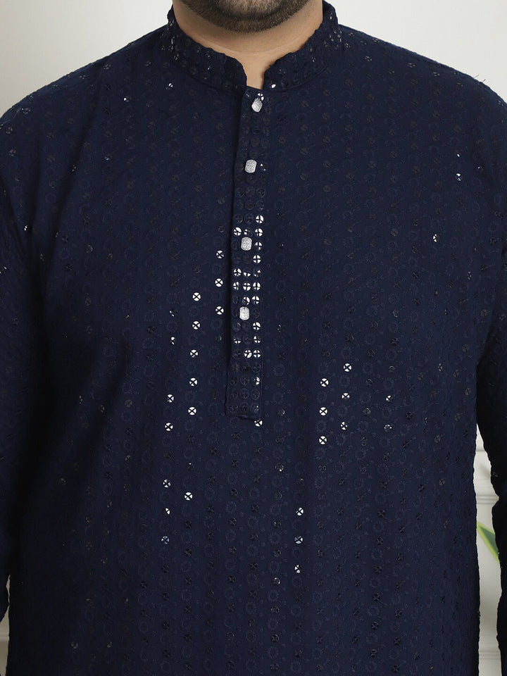 SOJANYA PLUS Kurta Lurus Kapas Sulam Bersulam Geometrik