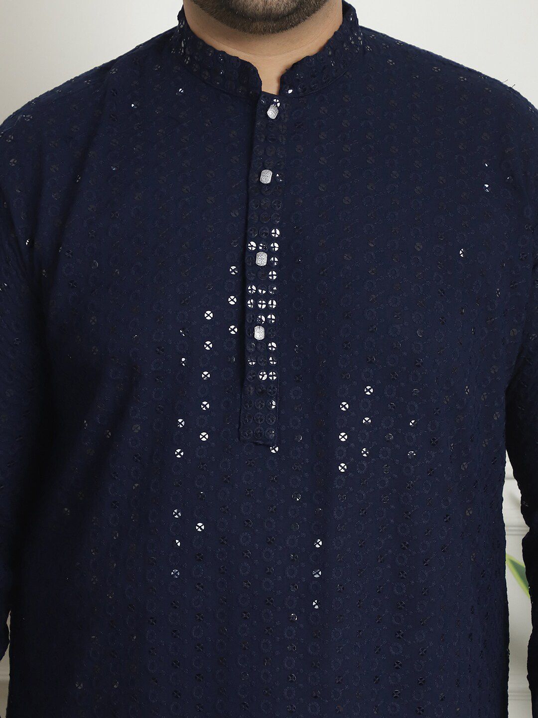 SOJANYA PLUS Kurta Lurus Kapas Sulam Bersulam Geometrik