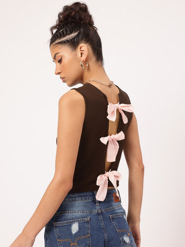 DressBerry Bow Tie Back Beauty Crop Top