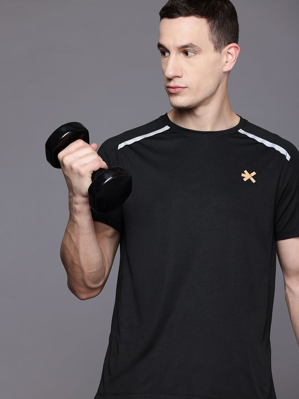 HRX by Hrithik Roshan Rapid-Dry Solid Training T-shirt with Reflective Detail