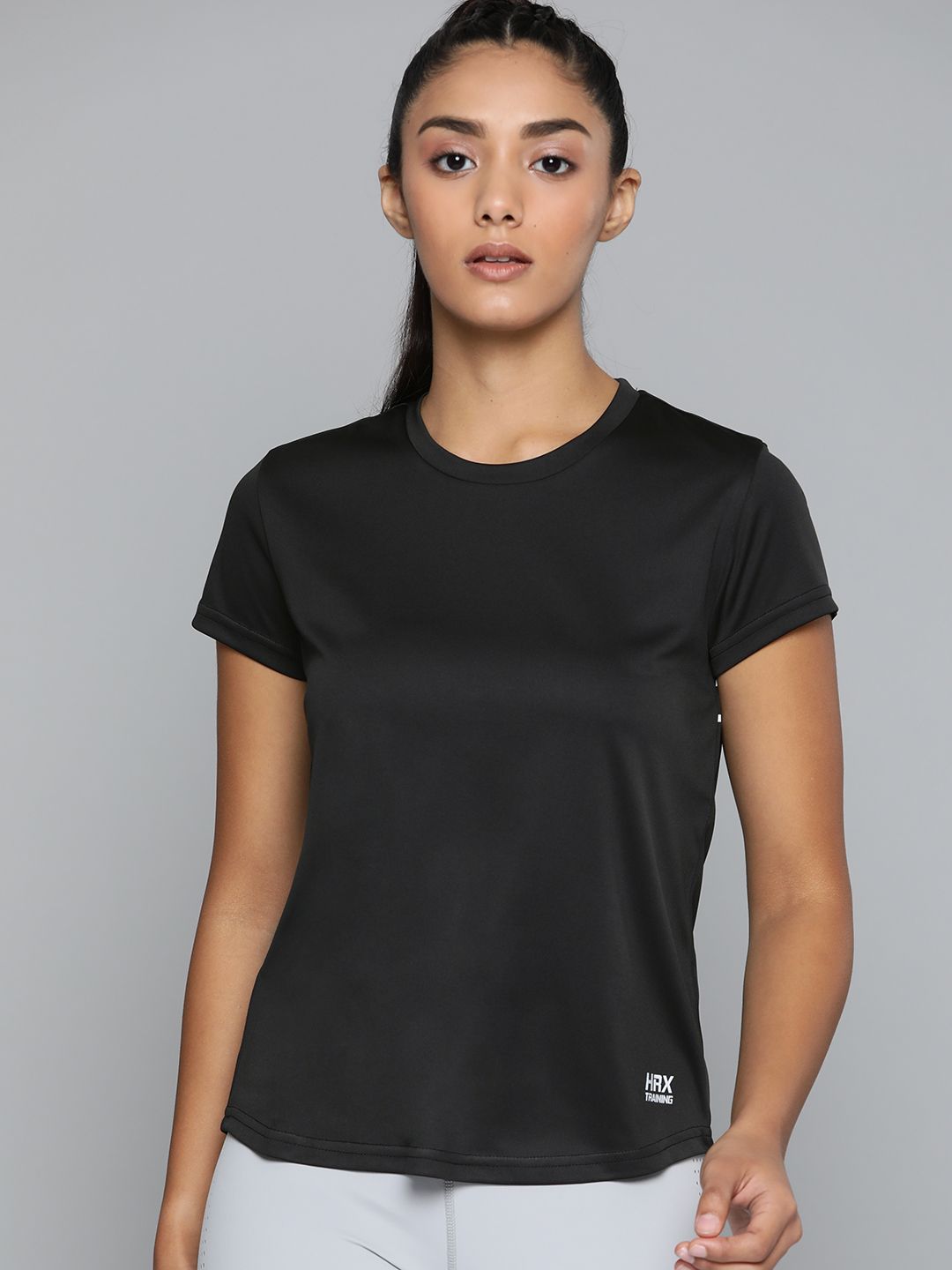 HRX by Hrithik Roshan Training Women JET BLACK Rapid-Dry Typography Tshirts