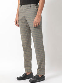 RARE RABBIT Men Vertex Mid-Rise Checked Slim Fit Trouser