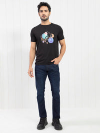RARE RABBIT Men Moreno Graphic Printed Slim Fit Cotton T-Shirt