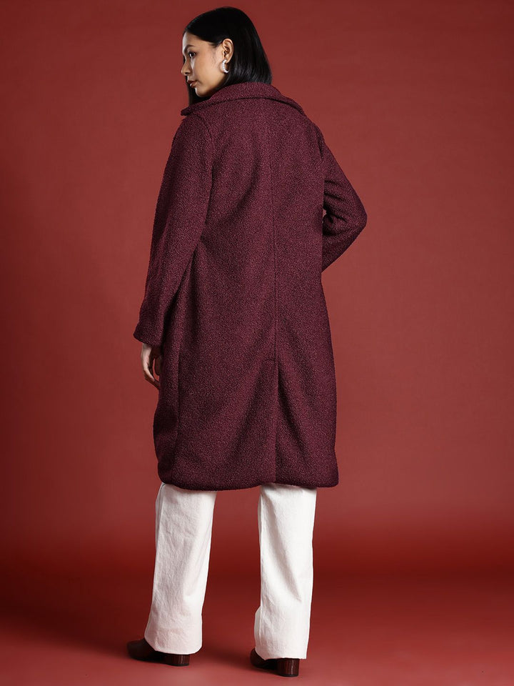 all about you Notched Lapel Sherpa Longline Overcoat