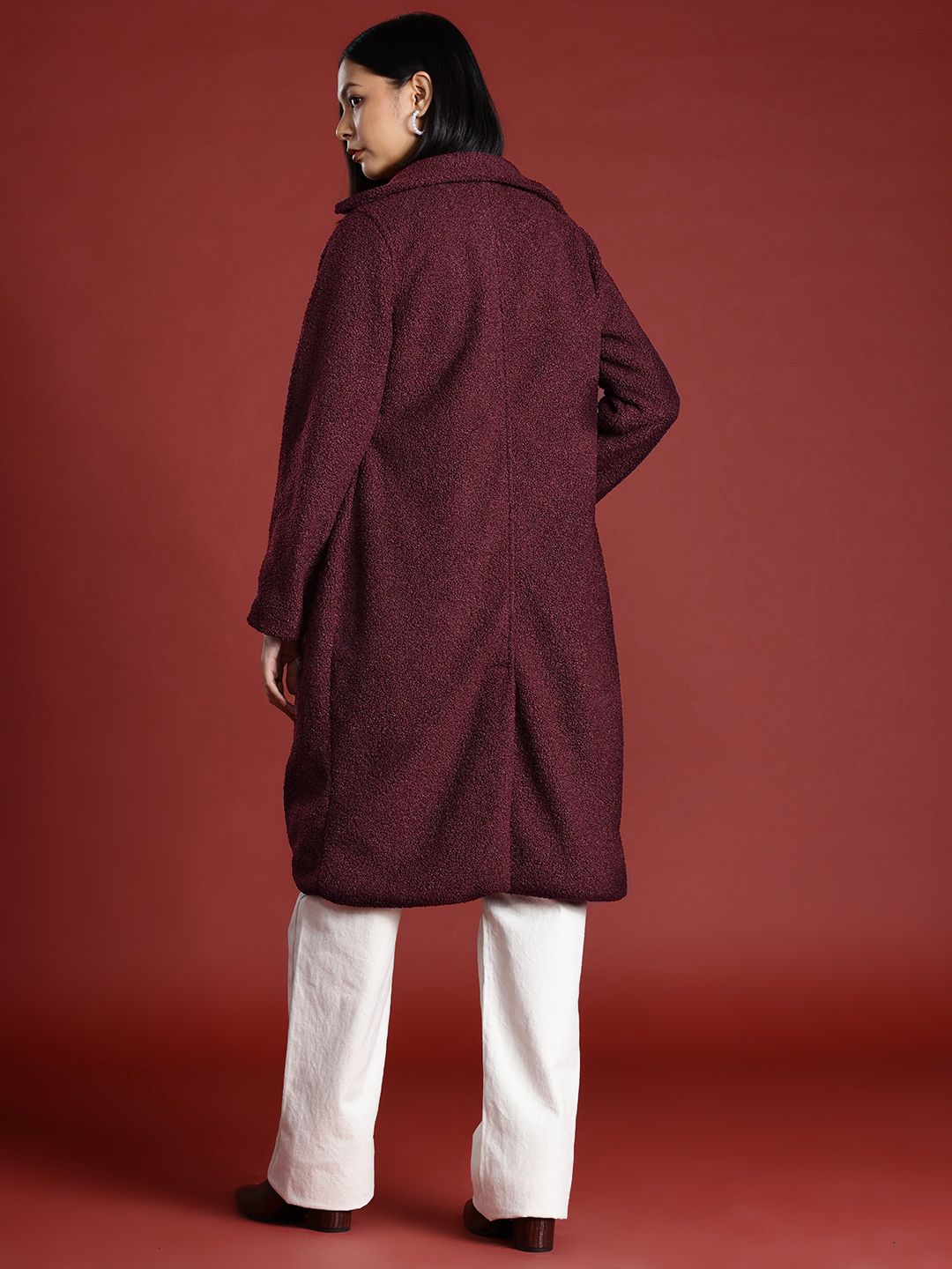 all about you Notched Lapel Sherpa Longline Overcoat