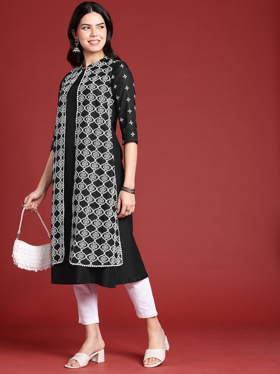 Anouk Ethnic Motifs Embroidered Layered Kurta