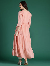 Indo Era Floral Embroidered Thread Work Pure Cotton Anarkali Kurta