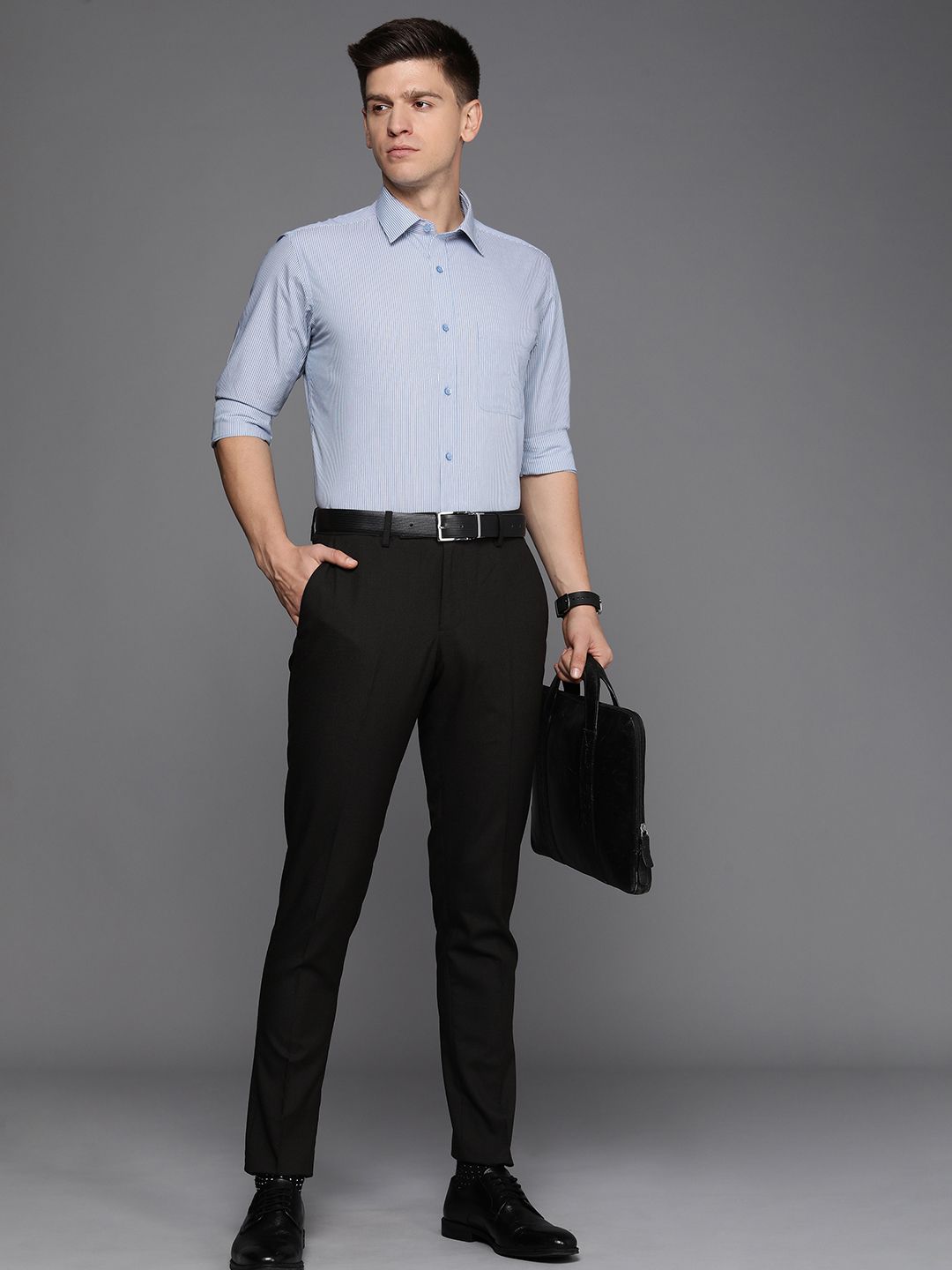 Raymond Pure Cotton Slim Fit Striped Formal Shirt