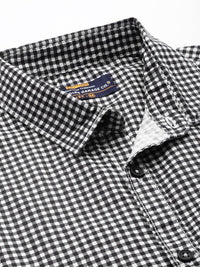 The Indian Garage Co Men Black Micro Checked Casual Shirt