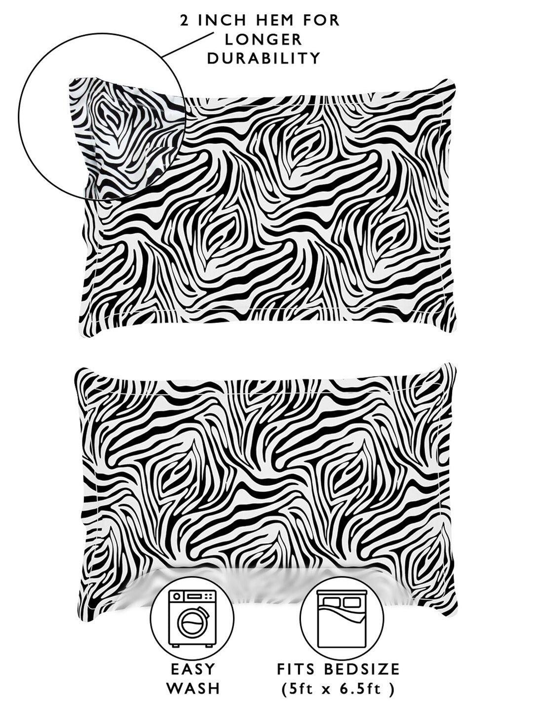 Story@home Black & White 180 TC Queen Bedsheet with 2 Pillow Covers