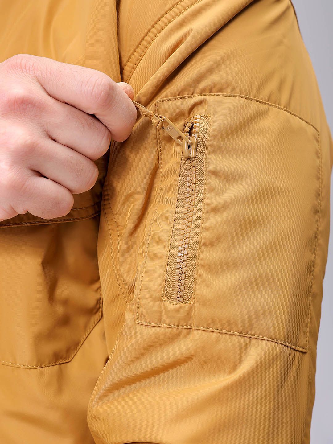 The Indian Garage Co Men Solid Padded Bomber Utility Jacket