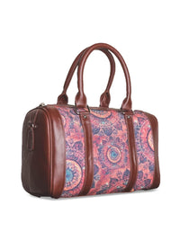 ZOUK Women Pink Printed Handicraft Fabric and Vegan Leather Handbag