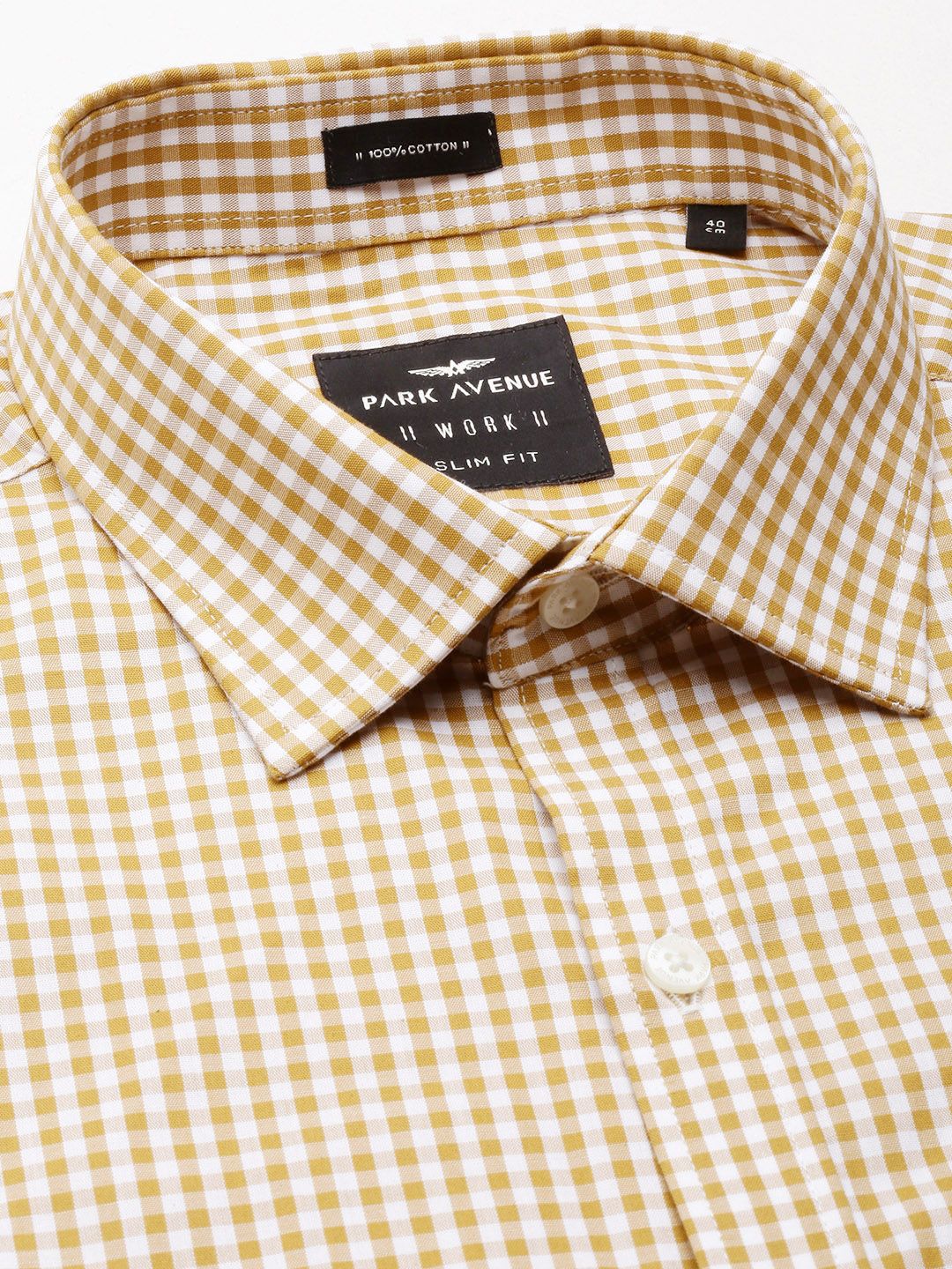 Park Avenue Pure Cotton Slim Fit Gingham Checked Formal Shirt