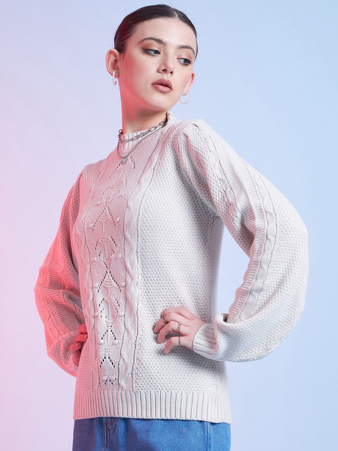 STREET 9 Self Design Acrylic Pullover