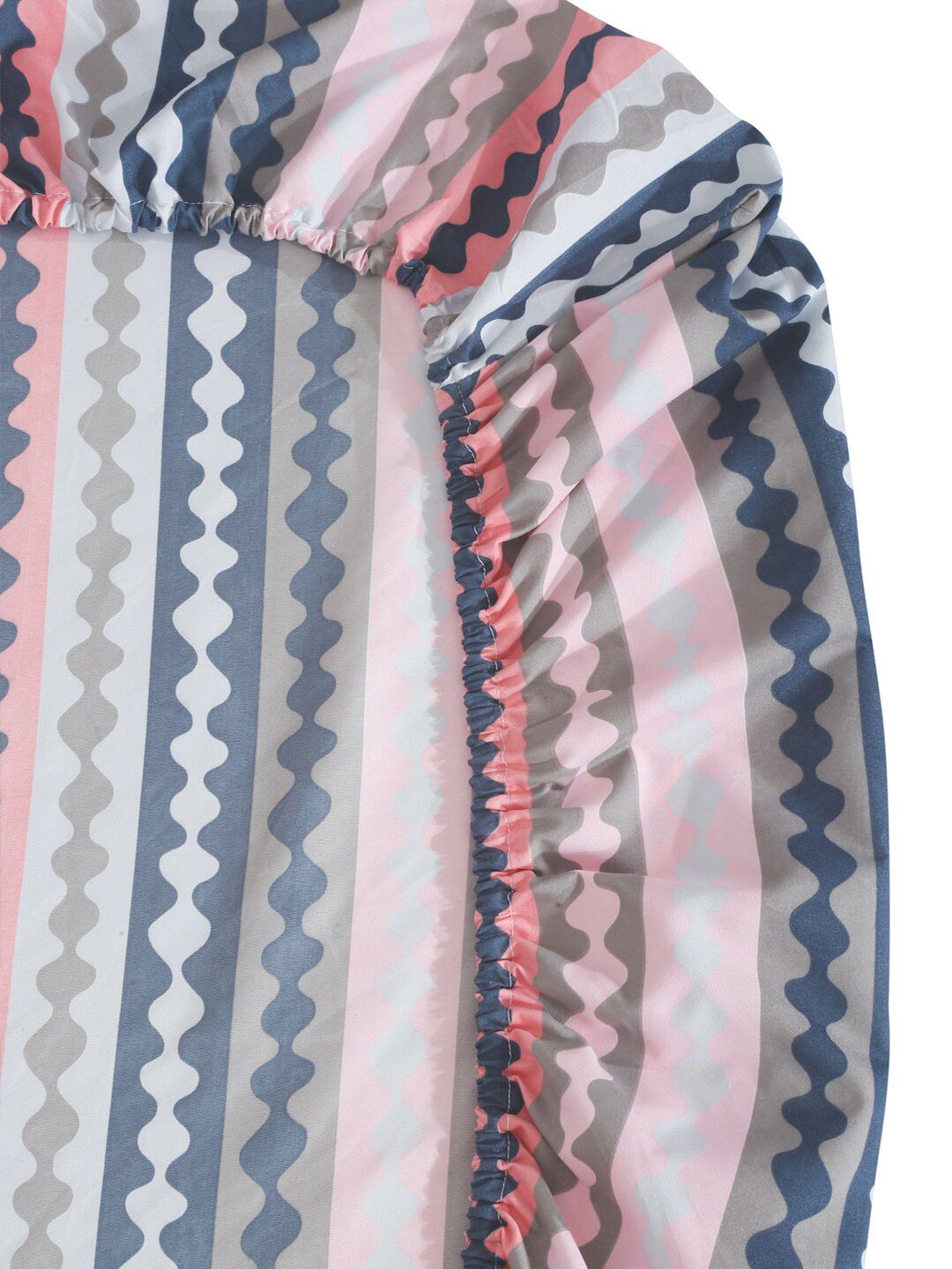 KLOTTHE Blue & Pink Printed 300TC Fitted Double King Bedsheet With 2 Pillow Covers