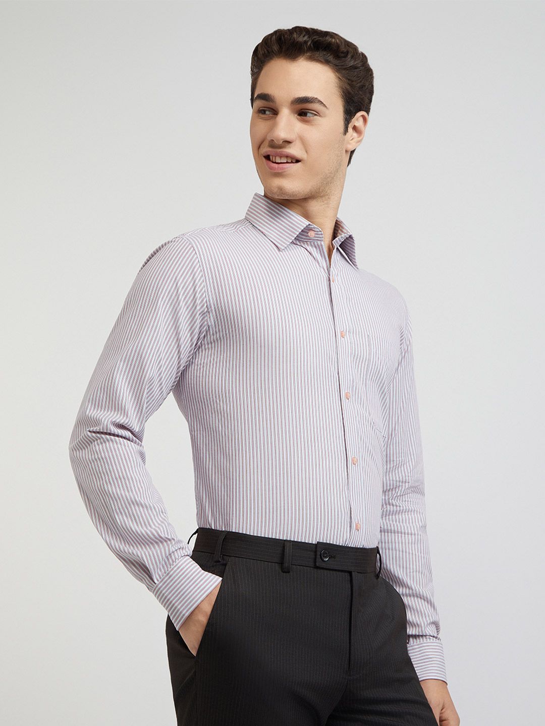 Raymond Slim Fit Striped Pure Cotton Formal Shirt