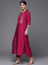 Varanga Brocade Yoke with Gota Detail Kurta with Trouser with Bandhani Printed Dupatta