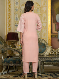 Varanga Floral Embroidered Chikankari Straight Kurta With Trousers & Dupatta
