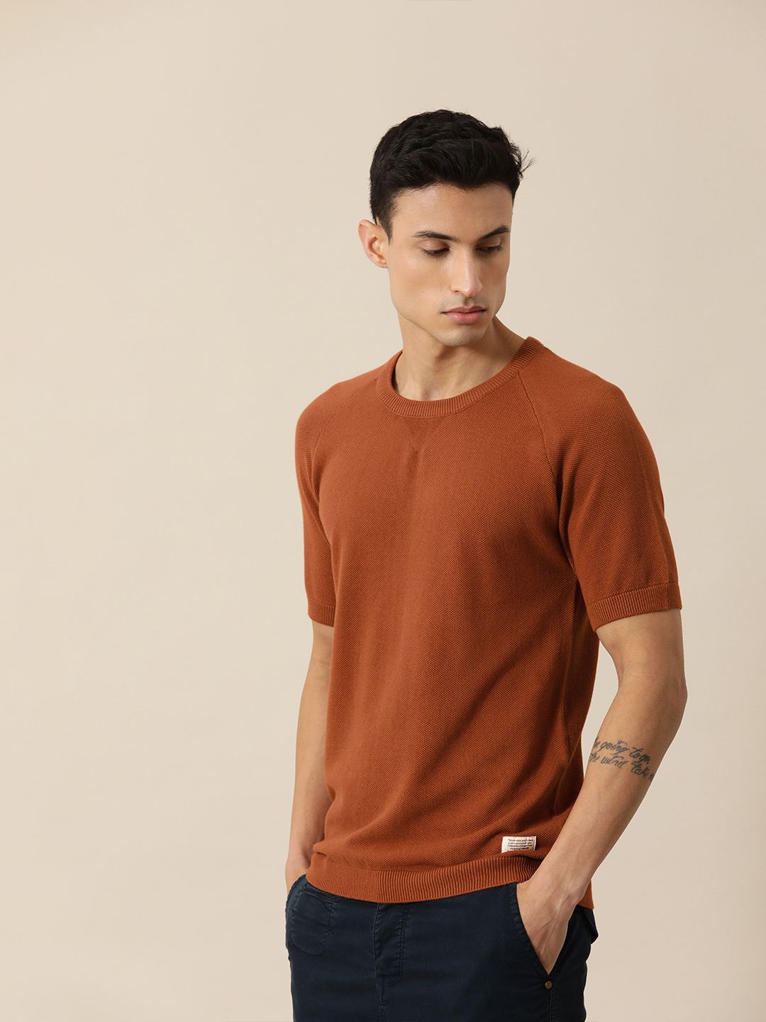 Mr Bowerbird Men Pure Cotton Tailored Fit Winter T-shirt