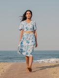Rareism Cetakan bunga Flared Flared Sleeve Fit & Flare Midi Dress