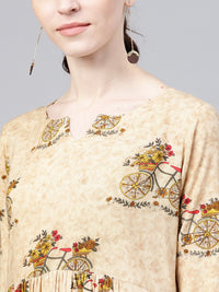 Gerua By Libas Women Beige Printed Midi Empire Dress