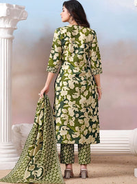 Varanga Women Floral Printed Regular Kurta with Trousers & With Dupatta